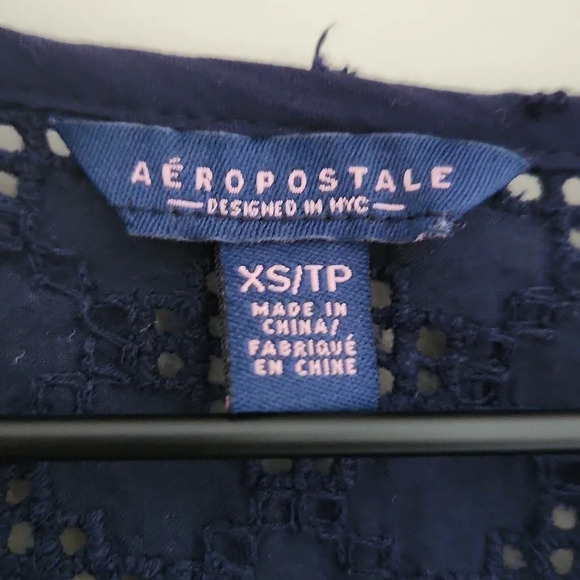 Aeropostale | Swiss Dot Eyelet Yoke Fit & Flare Mini Dress - Size XS - Picture 9 of 10